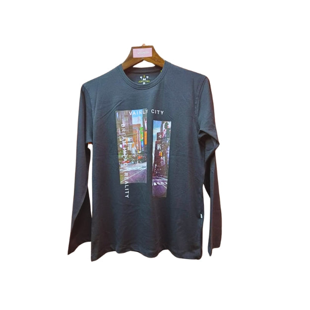Mens Premium Long Sleeve T-Shirt-Vainly City Black