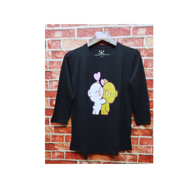 Womens Premium Full Sleeve T-Shirt-Teddy Bear Black