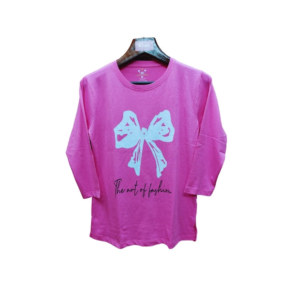Womens Premium Full Sleeve T-Shirt-Flower Pink