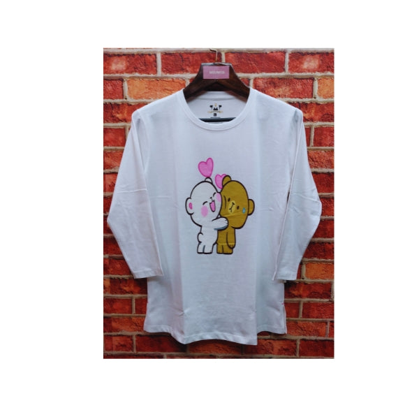 Womens Premium Full Sleeve T-Shirt-Teddy Bear White