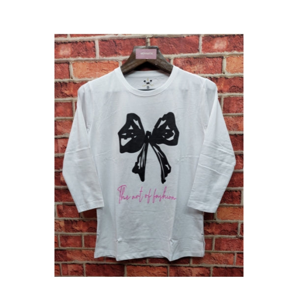Womens Premium Full Sleeve T-Shirt-Flower White
