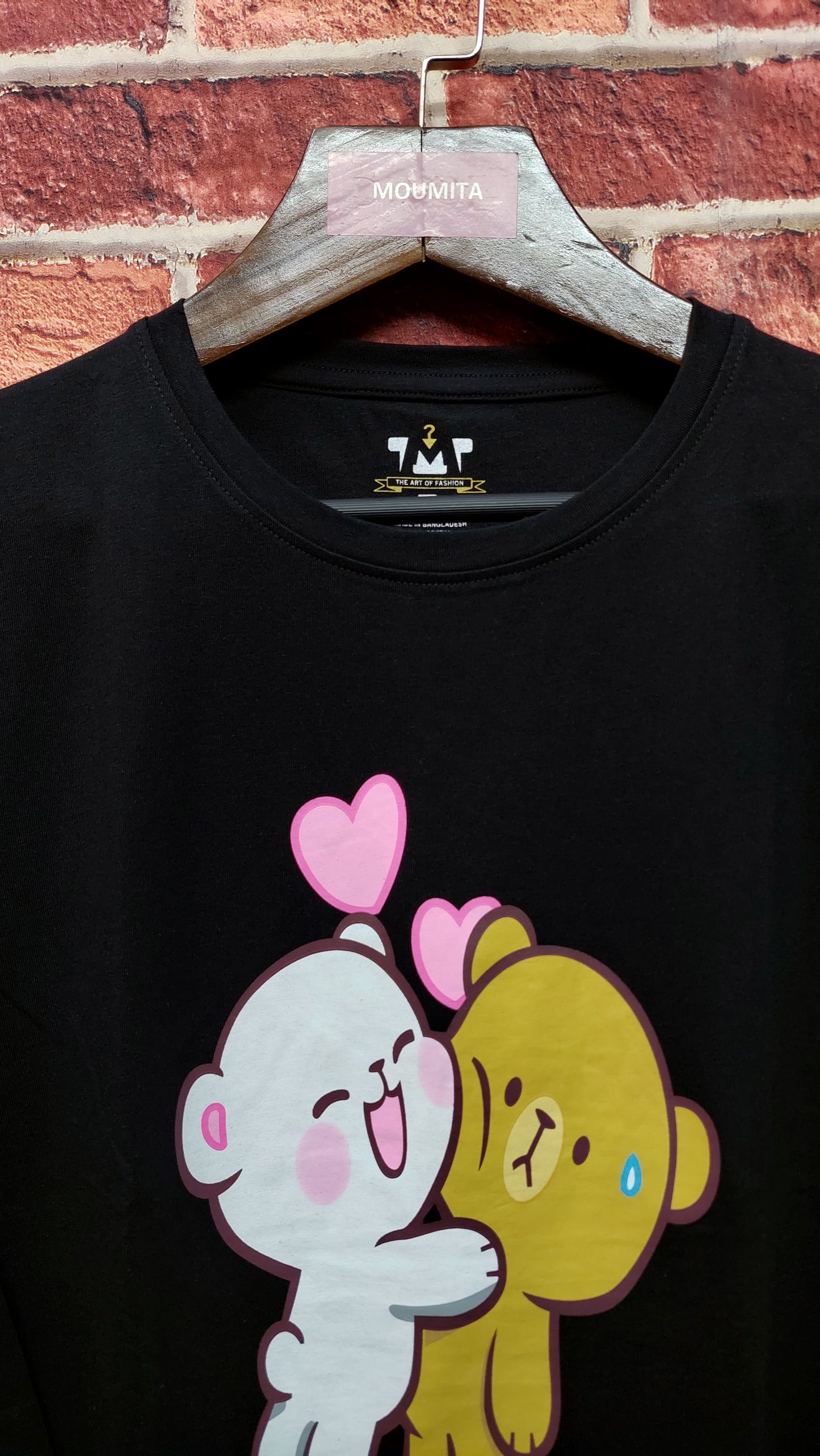 Womens Premium Full Sleeve T-Shirt-Teddy Bear Black