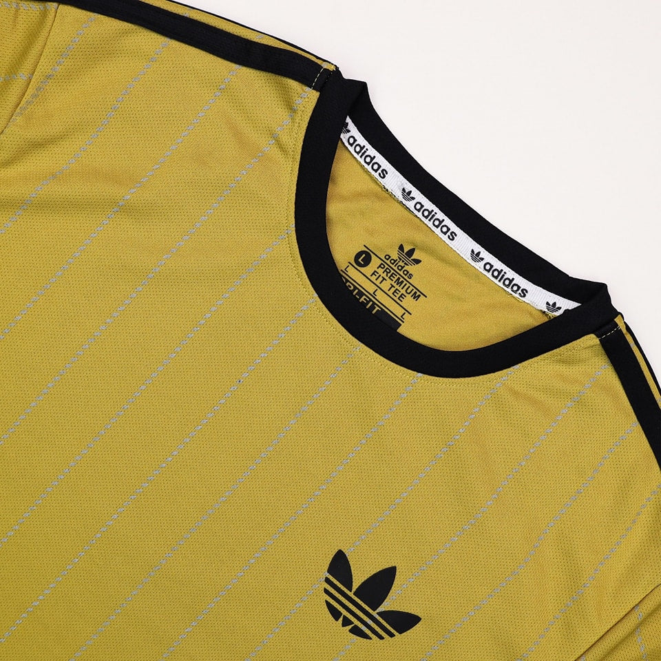 Mens Mesh Fabric Stripe Yellow Color T-Shirt