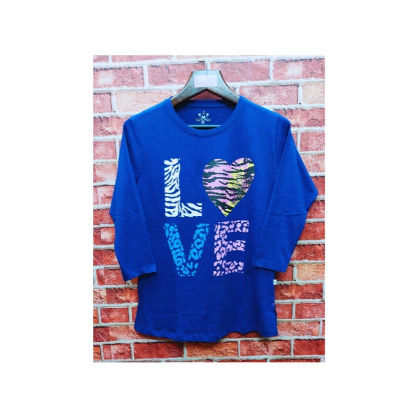 Womens Premium Full Sleeve T-Shirt-Love Blue