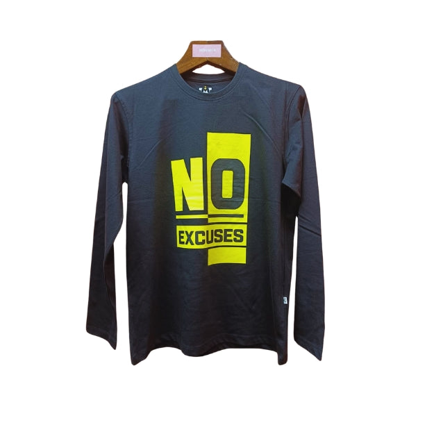 Mens Premium Long Sleeve T-Shirt-No Excuse Black