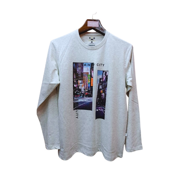 Mens Premium Long Sleeve T-Shirt-Vainly City White