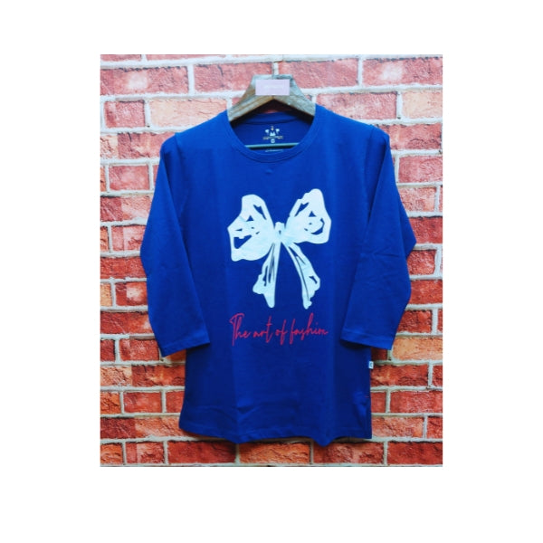 Womens Premium Full Sleeve T-Shirt-Flower Blue