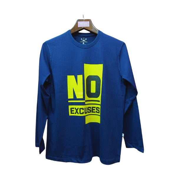 Mens Premium Long Sleeve T-Shirt-No Excuse Blue