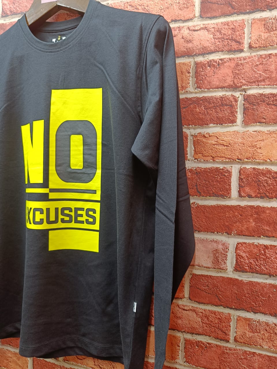 Mens Premium Long Sleeve T-Shirt-No Excuse Black