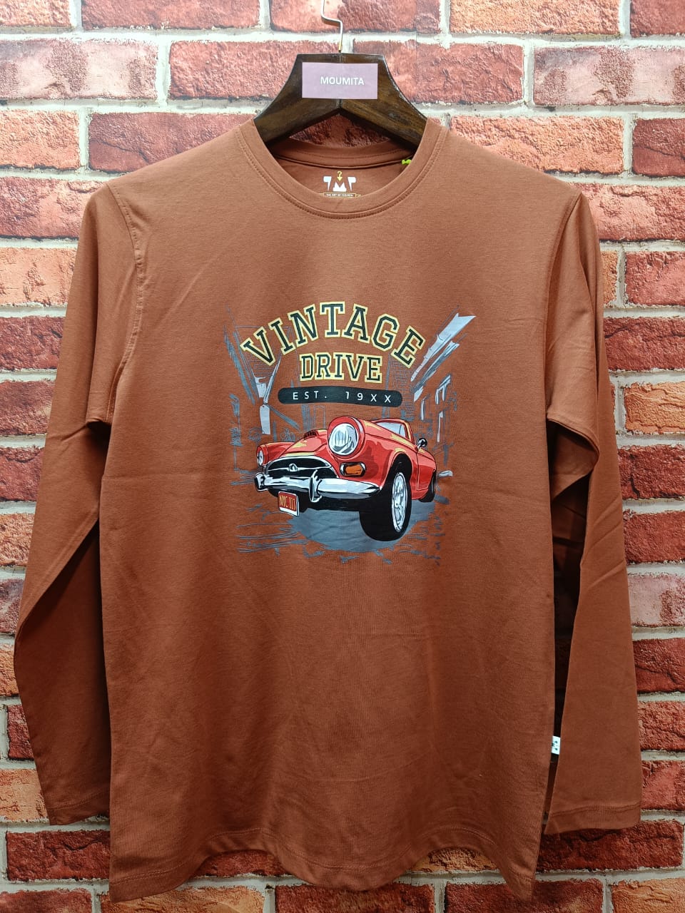 Mens Premium Long Sleeve T-Shirt-Vintage Orange