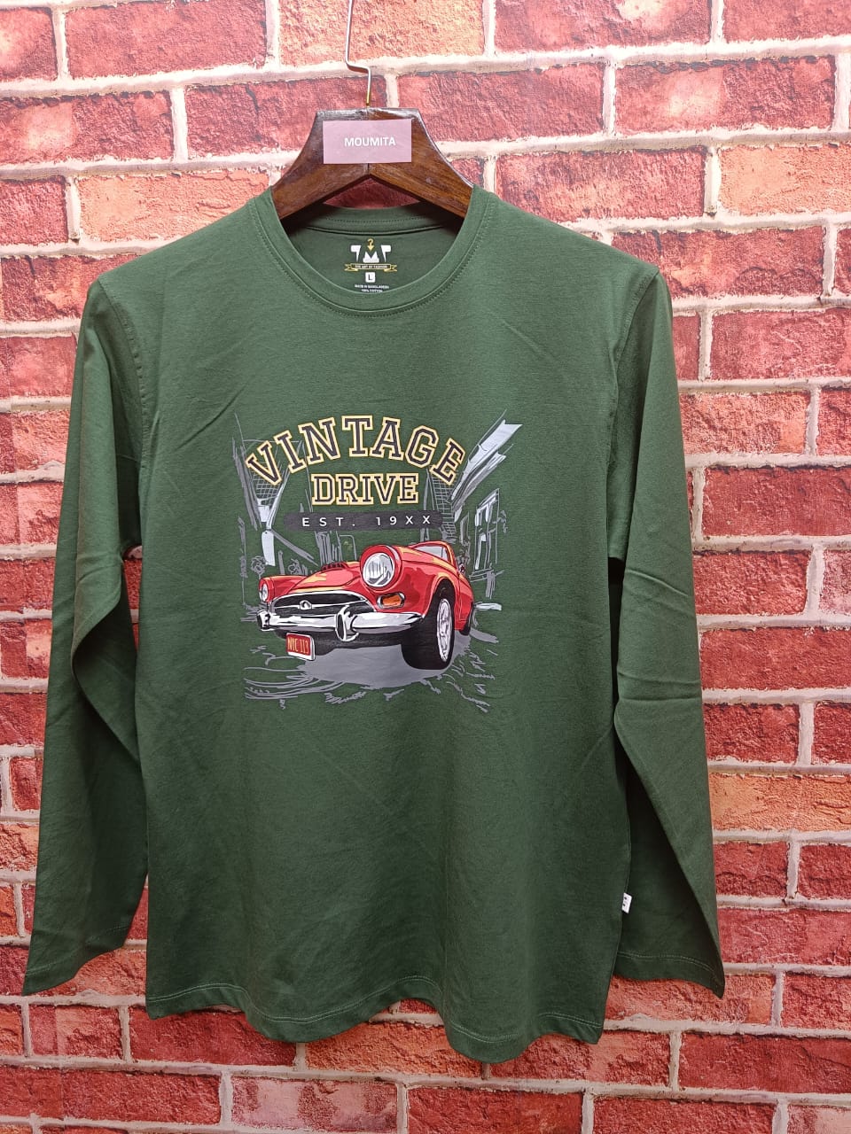 Mens Premium Long Sleeve T-Shirt-Vintage Green