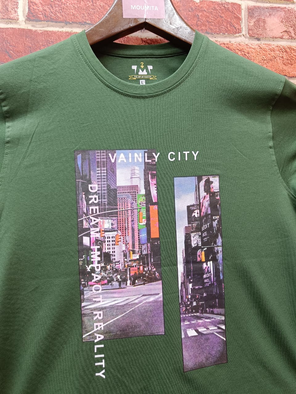 Mens Premium Long Sleeve T-Shirt-Vainly City Green