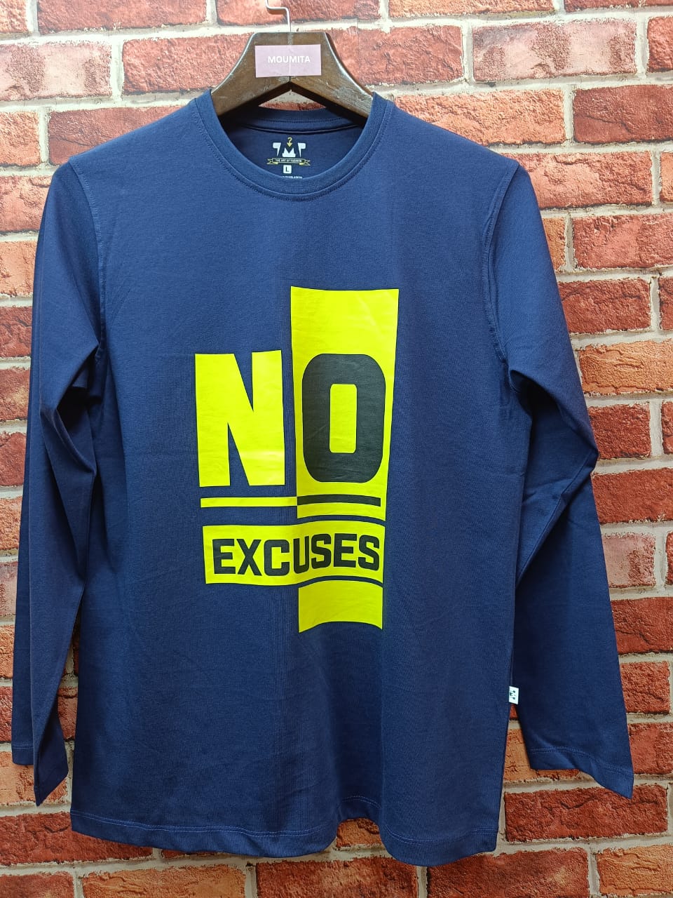 Mens Premium Long Sleeve T-Shirt-No Excuse Blue