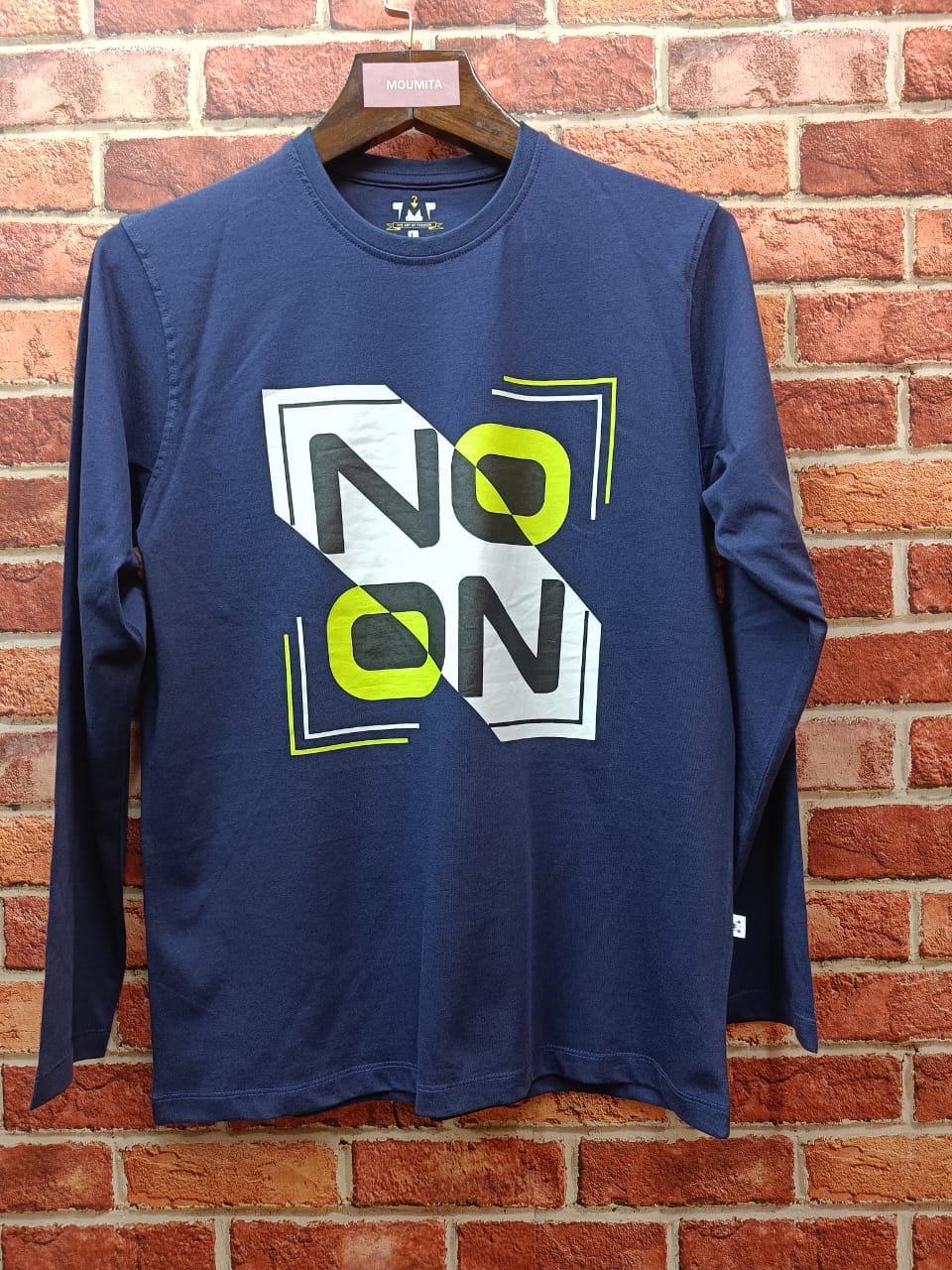 Mens Premium Long Sleeve T-Shirt-No On Blue
