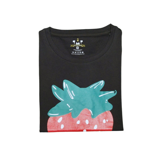 Womens Premium Full Sleeve T-Shirt-Strawberry-Black