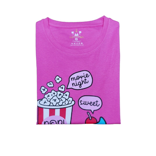 Womens Premium Full Sleeve T-Shirt-Popcorn Pink