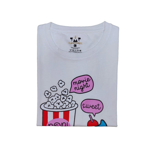 Womens Premium Full Sleeve T-Shirt-Popcorn White