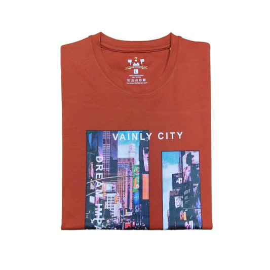 Mens Premium Long Sleeve T-Shirt-Vainly City Orange