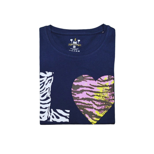 Womens Premium Full Sleeve T-Shirt-Love Navy