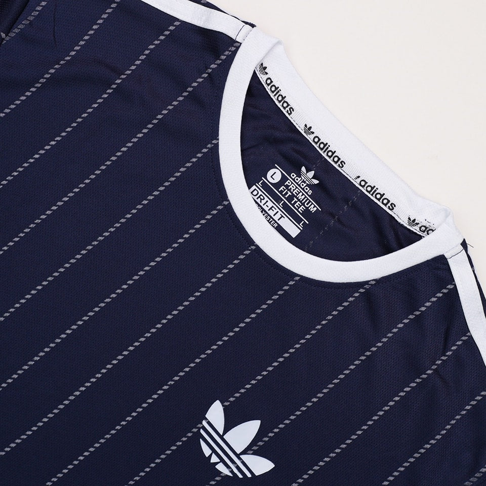 Mens Mesh Fabric Stripe Blue Color T-Shirt