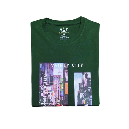 Mens Premium Long Sleeve T-Shirt-Vainly City Green