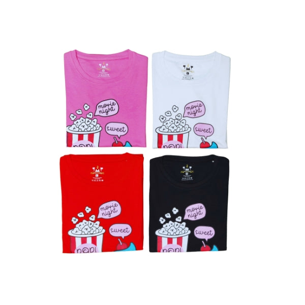 Womens Premium Full Sleeve T-Shirt-Popcorn Black