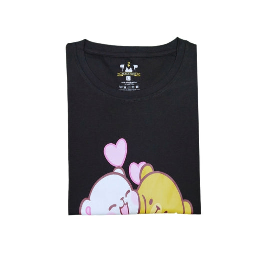 Womens Premium Full Sleeve T-Shirt-Teddy Bear Black