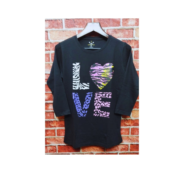 Womens Premium Full Sleeve T-Shirt-Love Black