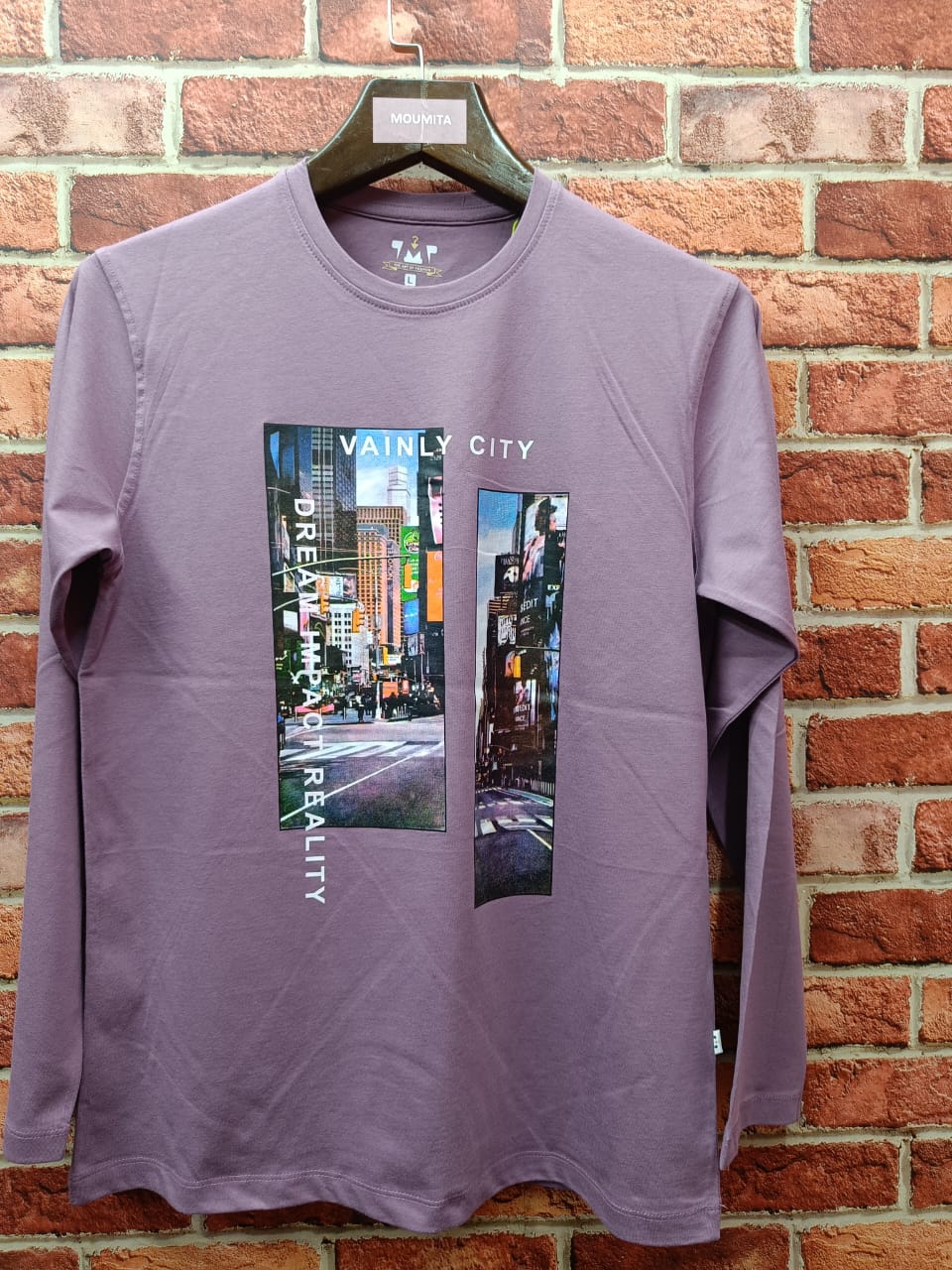 Mens Premium Long Sleeve T-Shirt-Vainly City Lavender