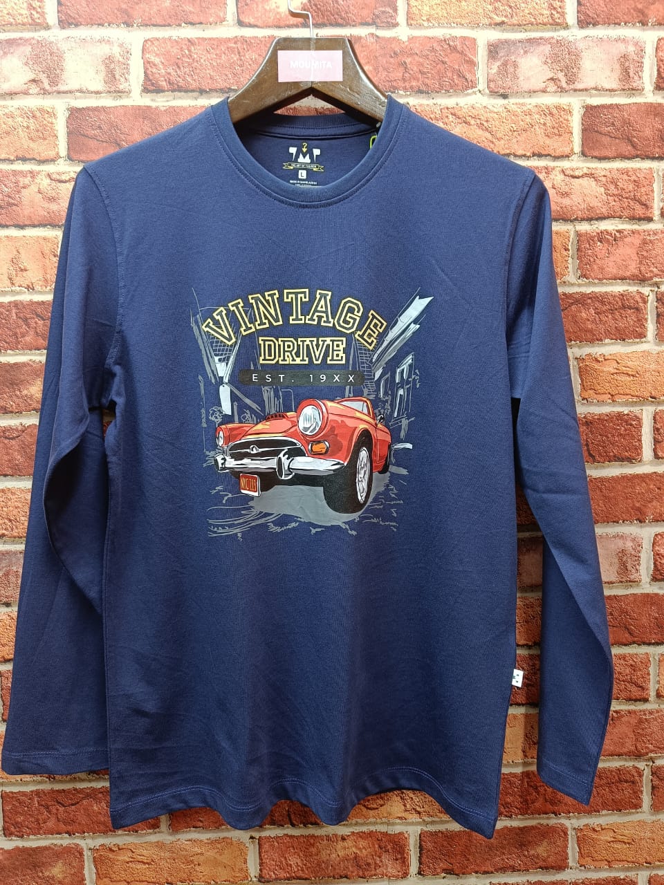 Mens Premium Long Sleeve T-Shirt-Vintage Blue