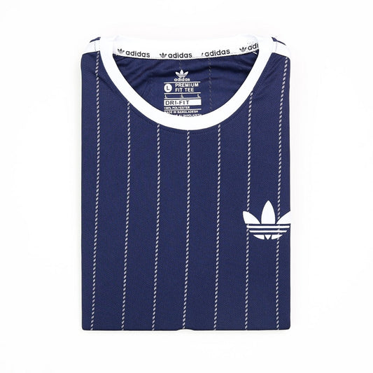 Mens Mesh Fabric Stripe Blue Color T-Shirt